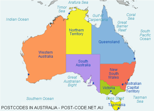 Australia Zip Code Map Postcodes In Australia